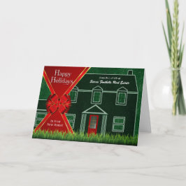 Tarjeta Festiva Fiesta verde y roja sobre el tema del hogar de Rea
