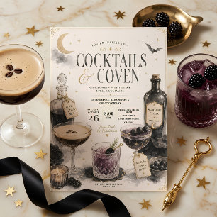 Tarjeta Festiva Fiestas de Cócteles y Coven de Halloween