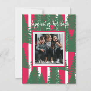 Tarjeta Festiva Fiestas de Fotos Personalizadas Navideñas Pinos Ve