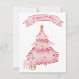 Tarjeta Festiva Fiestas de invierno rosadas para niños 
