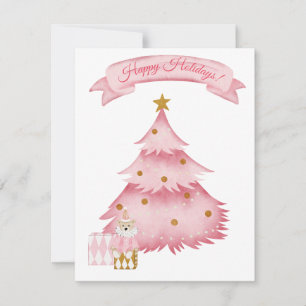 Tarjeta Festiva Fiestas de invierno rosadas para niños