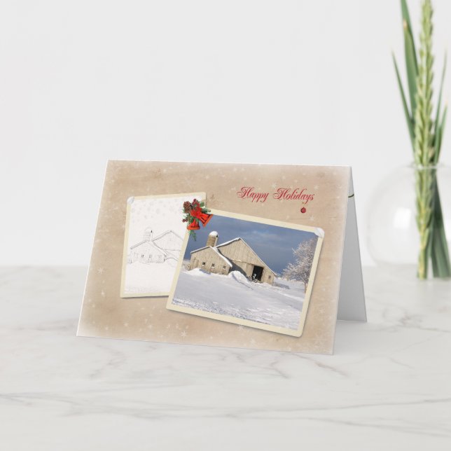 Tarjeta Festiva Fiestas felices de Country Barn (Anverso)