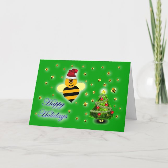 Tarjeta Festiva Fiestas felices para abejas melíferas ruidosas (Anverso)