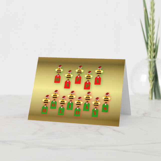 Tarjeta Festiva Fiestas felices para abejas melíferas ruidosas (Anverso)