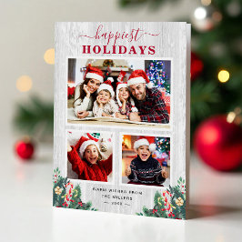 Tarjeta Festiva Fiestas más felices de Birch Mistletoe Rústico 3 F