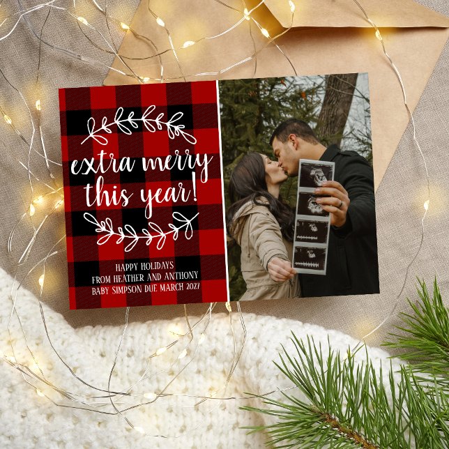 Tarjeta Festiva Fiestas Navideñas Extra Alegres Foto de Embarazo (Subido por el creador)