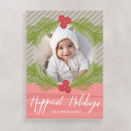 Tarjeta Festiva Fiestas Navideñas más Felices Ramas Caprichosas co