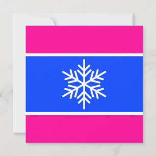 Tarjeta Festiva Fiestero Brillante Azul Blanco Rayas Copo de Nieve