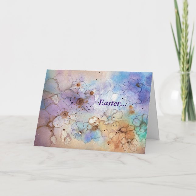 Tarjeta Festiva Figmentos imaginarios de flores para Pascua (Anverso)