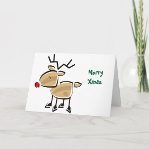 Tarjeta Festiva Figura de palo Navidades renos