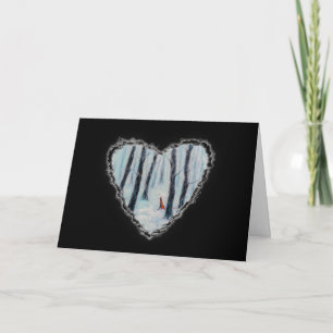 Tarjeta Festiva Figura similar a Caperucita Roja en un bosque inve