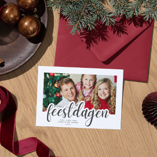 Tarjeta Festiva Fijne Feestdagen Foto Familie Kerstkaart 