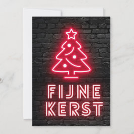 Tarjeta Festiva Fijne Kerst Rood Neon Kerstmis Xmas