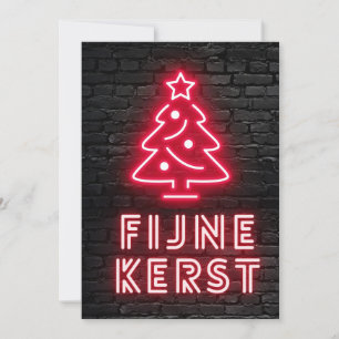 Tarjeta Festiva Fijne Kerst Rood Neon Kerstmis Xmas