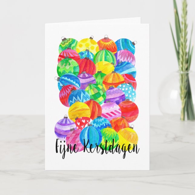 Tarjeta Festiva Fijne Kerstdagen Navidades neerlandeses , acuarela (Anverso)