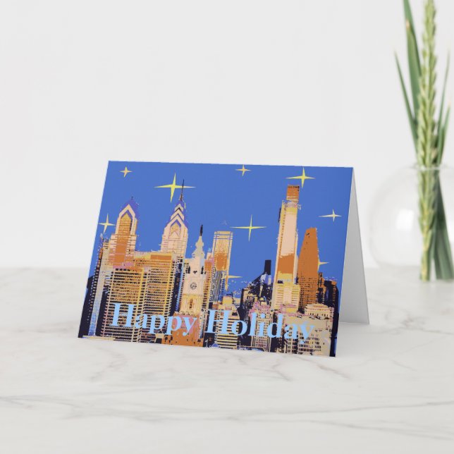 Tarjeta Festiva Filadelfia Starry Holiday (Anverso)