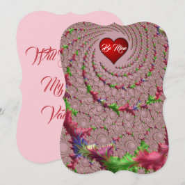 Tarjeta Festiva Filigrana Romántica Fractal Día de San Valentín