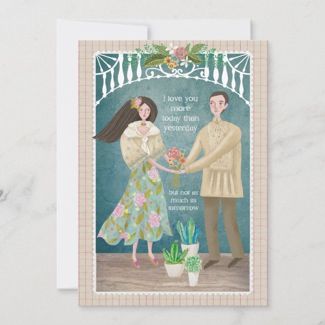 Tarjeta Festiva Filipino Couple (Anverso)