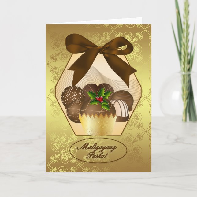 Tarjeta Festiva Filipino - Navidades de chocolate de lujo saludand (Anverso)