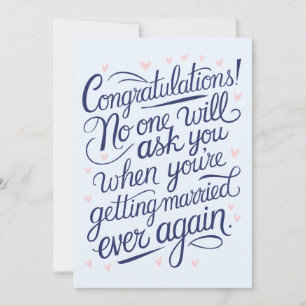 Tarjeta Festiva Finalmente casándose Bodas de parejas divertidas y