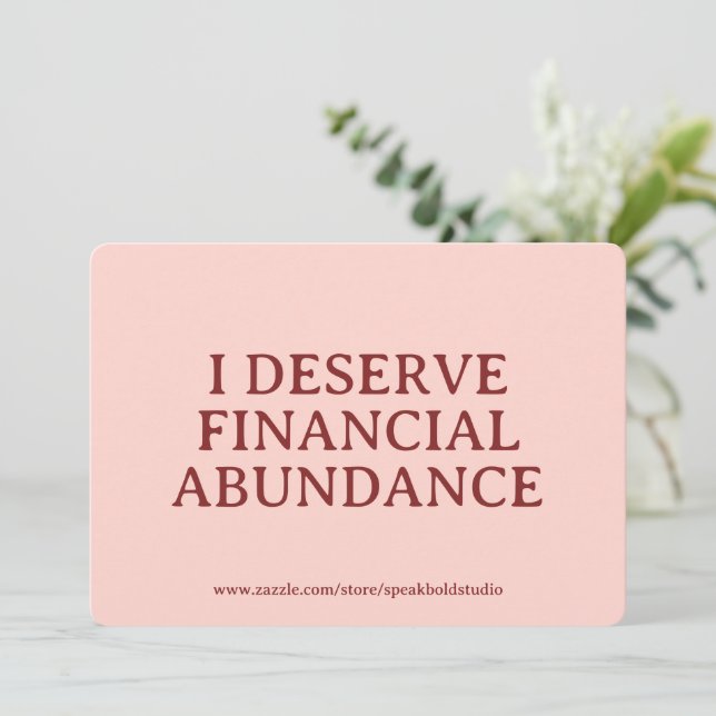 Tarjeta Festiva Financial Abundance Affirmation Custom Card Gift (Anverso de pie)