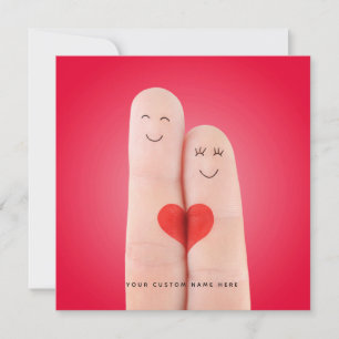 Tarjeta Festiva Finger Love - Cute Romantic Grecard Card