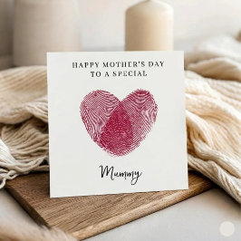 Tarjeta Festiva Fingerprint Heart Happy Mother's Day Card 