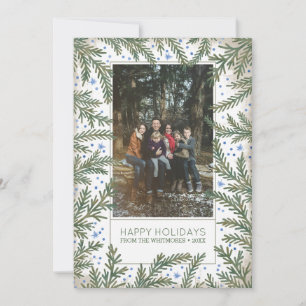Tarjeta Festiva Fir Branches Happy Holidays Photo