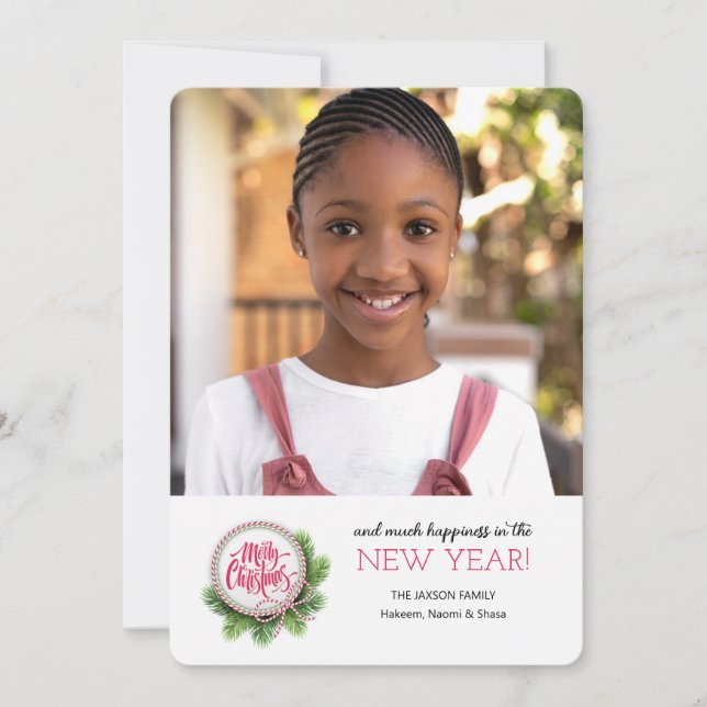 Tarjeta Festiva Fir Tree Greet Photo Holiday Card (Anverso)