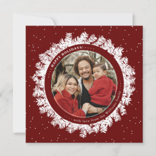 Tarjeta Festiva Fir Wreath Frame Christmas Photo Card