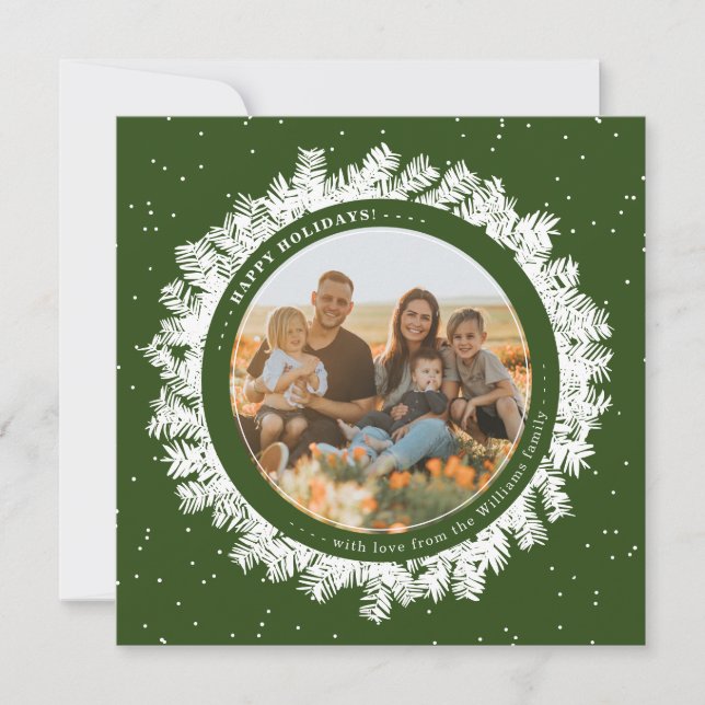 Tarjeta Festiva Fir Wreath Frame Christmas Photo Card (Anverso)