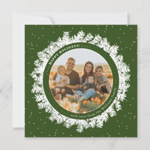Tarjeta Festiva Fir Wreath Frame Christmas Photo Card