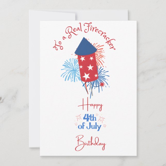 Tarjeta Festiva Firecracker Do Real Firecracker Happy 4th of July (Anverso)