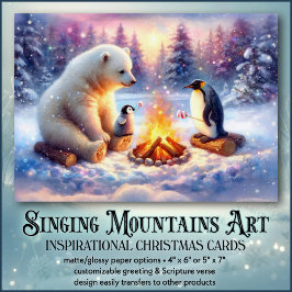 Tarjeta Festiva Fireside Faith Polar Bear Pingüino Navidades