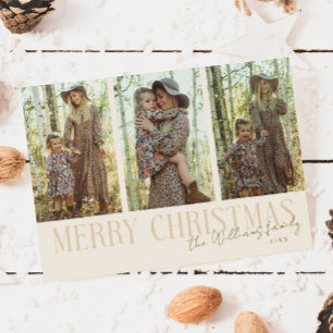 Tarjeta Festiva Firma navideña con crema fotográfica múltiple
