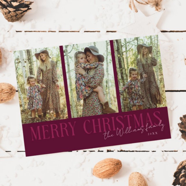 Tarjeta Festiva Firma navideña multifoto Cranberry (Subido por el creador)