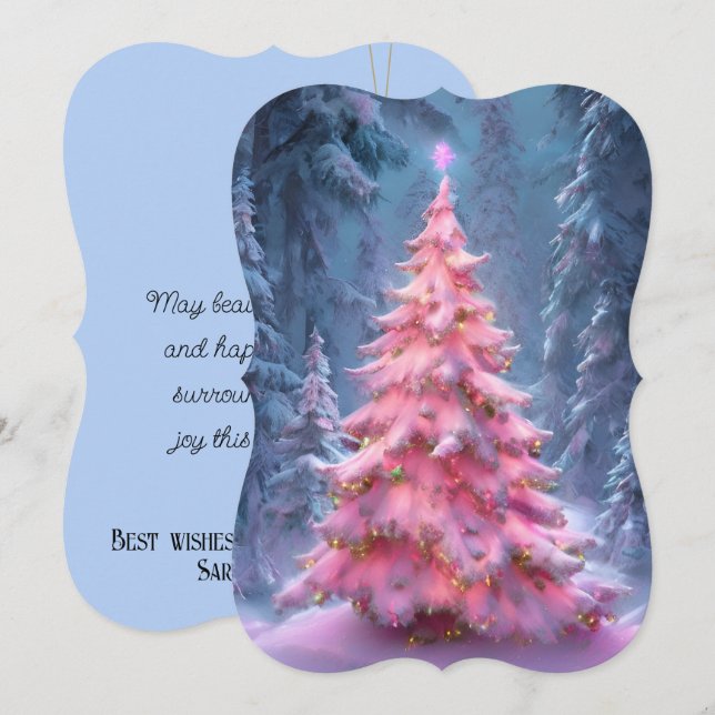 Tarjeta Festiva Firmatone personalizado de Pink Winter Wonderland (Anverso / Reverso)