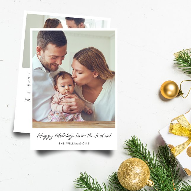 Tarjeta Festiva First Christmas New Baby Family Photo Message (Subido por el creador)