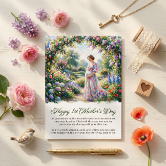 Tarjeta Festiva First Mothers Day Expecting Mom Watercolor Spring