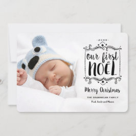 Tarjeta Festiva First Noel Merry Christmas Holiday Photo Card