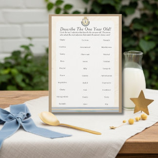 Tarjeta Festiva First Space Birthday Describe One year Old Game  