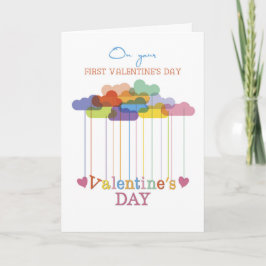 Tarjeta Festiva First Valentine’s Day Valentine Rainbow Clouds