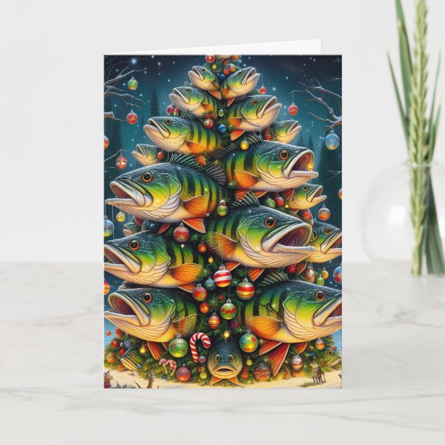 Tarjeta Festiva Fish Christmas Tree (Anverso)