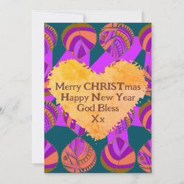 Tarjeta Festiva Fish deja a Navidades Naranjas morados verdes