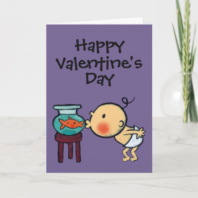 Tarjeta Festiva Fishbowl besa el Goldfish anaranjado (Anverso)