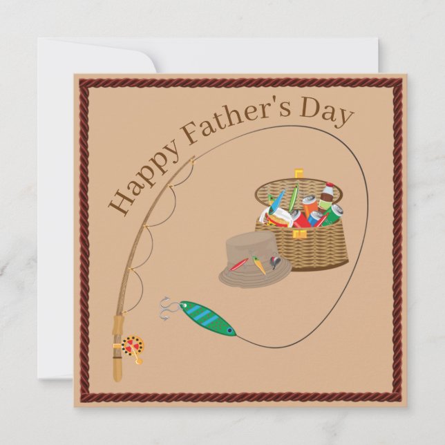 Tarjeta Festiva Fishing Tackers Happy Fathers Day (Anverso)