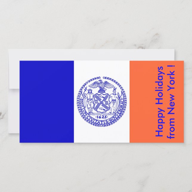 Tarjeta Festiva Flag of New York, Happy Holidays from U.S.A. (Anverso)