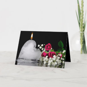 Tarjeta Festiva flama en el corazón de hielo con aniversario de ro