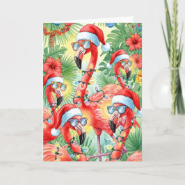 Tarjeta Festiva Flamazing Tropical Christmas Flamingo Card