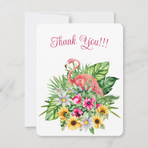 Tarjeta Festiva Flamenco Rosa Simple y Elegante & Flores Tropicale